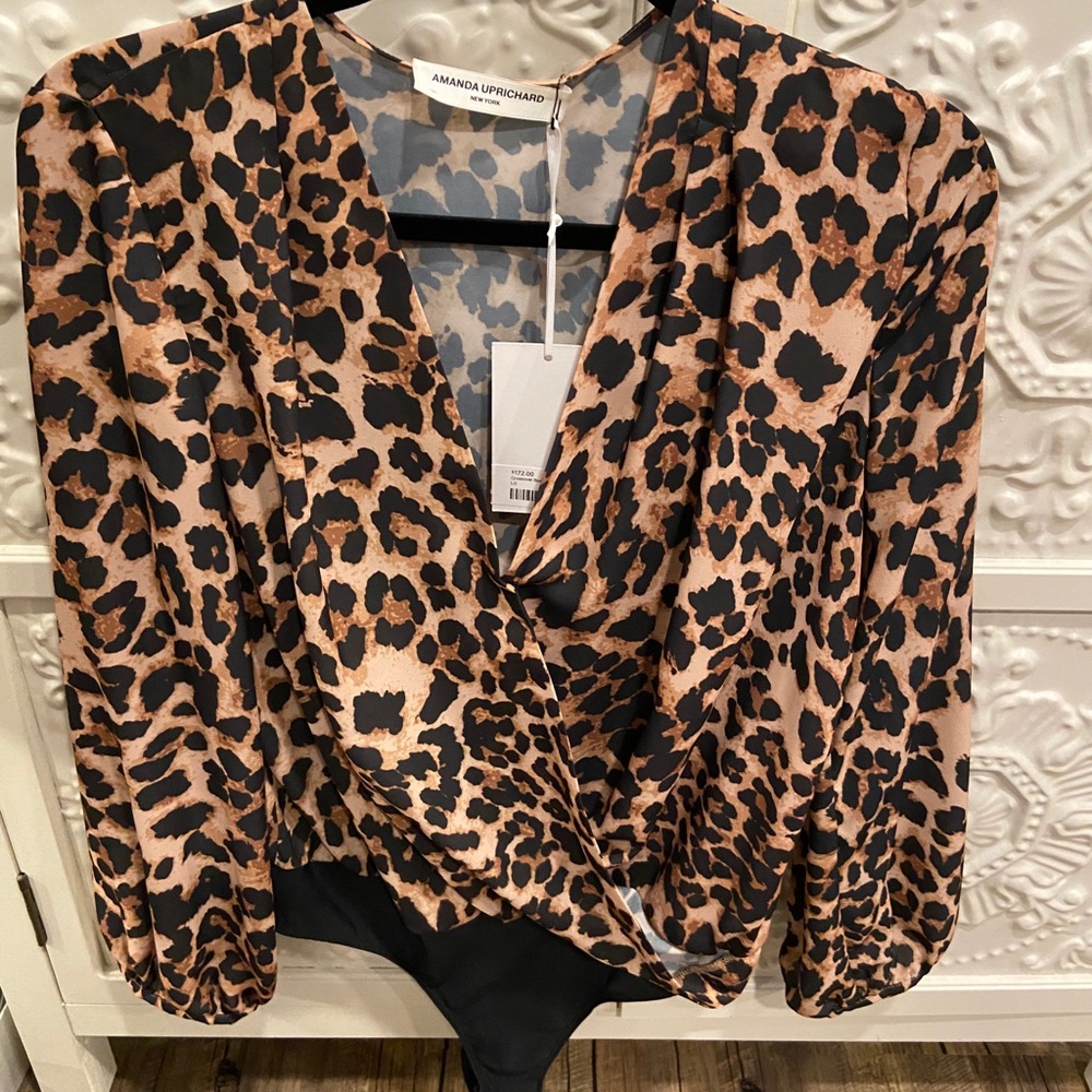 Amanda Prichard bodysuit silk leopard size large